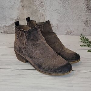 Jessica Cline Dede Distressed Brown Ankle Booties Womens Size 8.5W